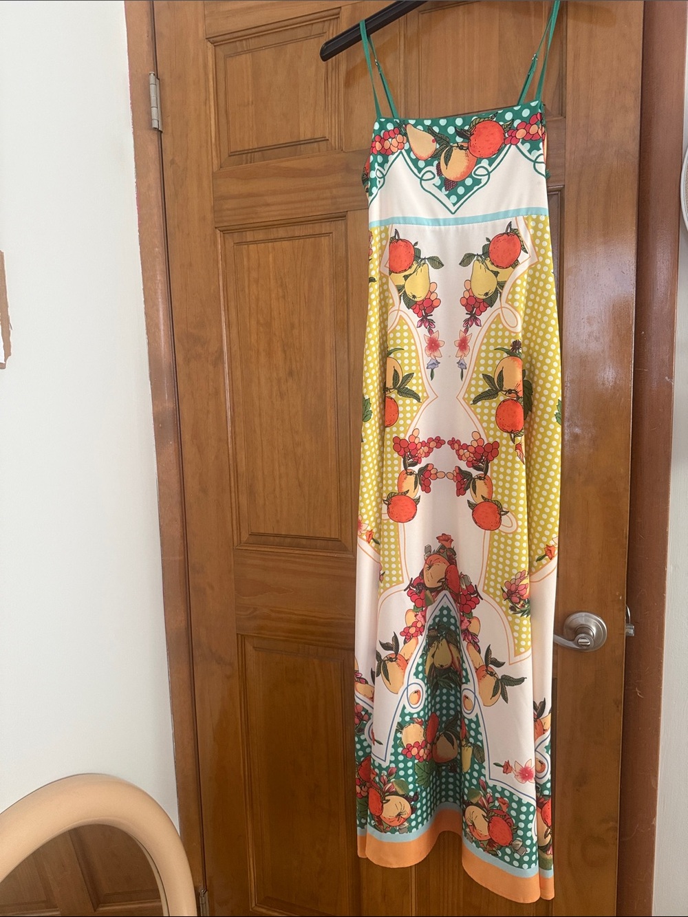 Alemais Style Colorful Fruit-Print Satin Slip Dress